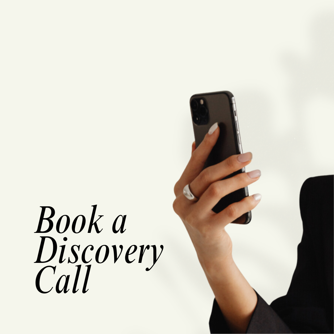 black and beige classic minimalist book a discovery call instagram post